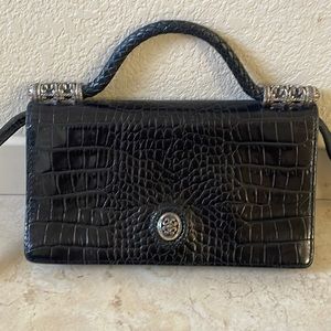 Brighton 🖤  croc Black leather Vintage Wallet Crossbody